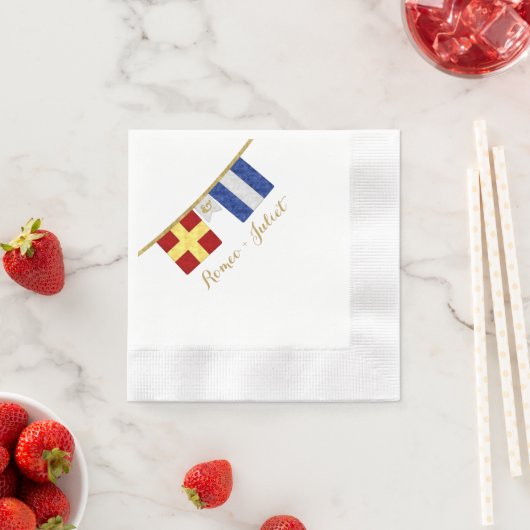 Koppels Monogram Maritime Signal Flags Waterverf Servetten (Insitu)