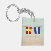Koppels Monogram Maritime Signal Flags Waterverf Sleutelhanger (Voorkant Links)