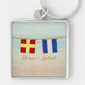Koppels Monogram Maritime Signal Flags Waterverf Sleutelhanger (Voorkant)