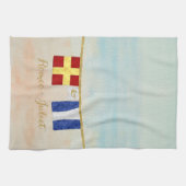 Koppels Monogram Maritime Signal Flags Waterverf Theedoek (Horizontaal)