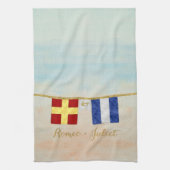 Koppels Monogram Maritime Signal Flags Waterverf Theedoek (Verticaal)