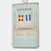 Koppels Monogram Maritime Signal Flags Waterverf Verzilverd Omlijst Ornament (Links)