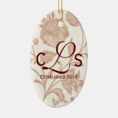 Koppels Monogram Ornament: rood Keramisch Ornament (Rechts)