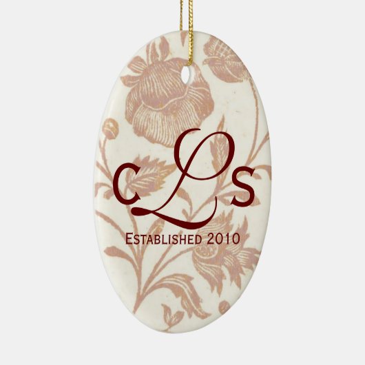 Koppels Monogram Ornament: rood Keramisch Ornament (Rechts)