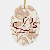 Koppels Monogram Ornament: rood Keramisch Ornament (Voorkant)