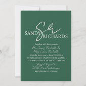 Koppels monogrammed Verde Script Wedding Kaart (Voorkant)