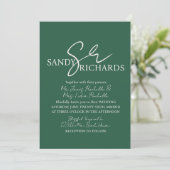 Koppels monogrammed Verde Script Wedding Kaart (Staand voorkant)