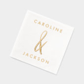Koppels Naam Hand-getrokken Ampersand Wedding Gold Folie Servetten (Links)