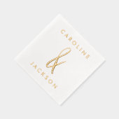 Koppels Naam Hand-getrokken Ampersand Wedding Gold Folie Servetten (Rechts)