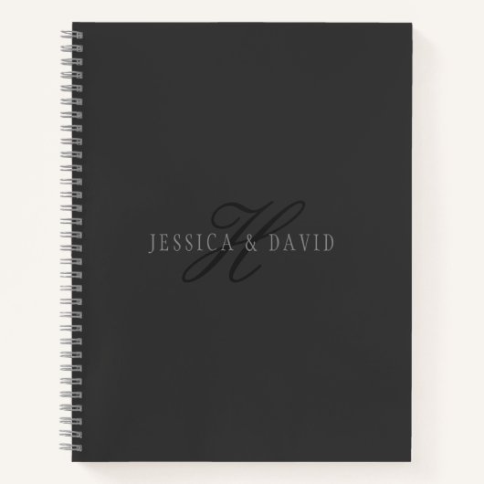 Koppels Namen & Achternaam Monogram Donker Grijs Notitieboek (Voorkant)
