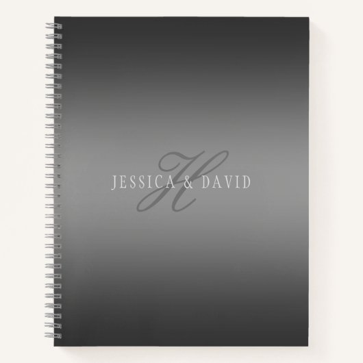 Koppels Namen & Achternaam Monogram Gradiënt Grijs Notitieboek (Voorkant)