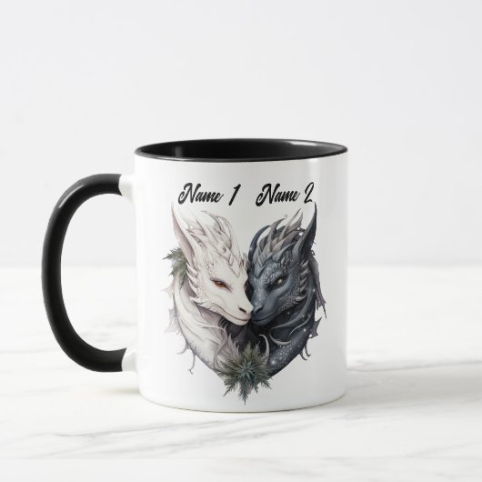 Koppels Namen Black & White Dragons, voor geliefde Mok (Links)