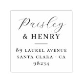 Koppels Namen Elegant Bruiloft Retouradres Zelfinktende Stempel (Design)