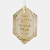 Koppels Namen Golden 50ste bruiloft Jubileum Gift Glas Ornament (Voorkant links)