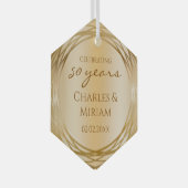 Koppels Namen Golden 50ste bruiloft Jubileum Gift Glas Ornament (Voorkant Rechts)