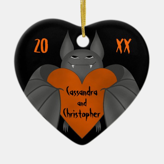 Koppels namen grappig Gothic Halloween vleermuis Keramisch Ornament (Voorkant)