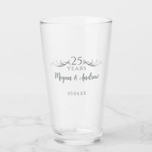 Koppels Namen Modern 25e bruiloft Jubileum Gift Glas
