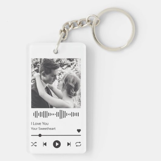 Koppels Romantic Wedding Jubileum Music Player Sleutelhanger (achterkant)