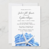 Koppels Shower Blue Hydrangea Starfish Invitation (Voorkant)
