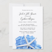 Koppels Shower Blue Hydrangea Starfish Invitation (Voorkant)