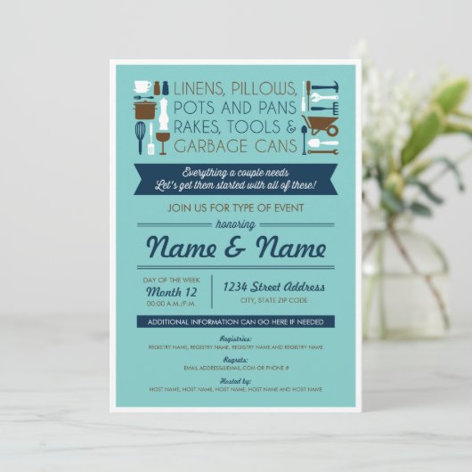 Koppels Shower Invite (cadeaus voor rond huis) Kaart (Staand voorkant)