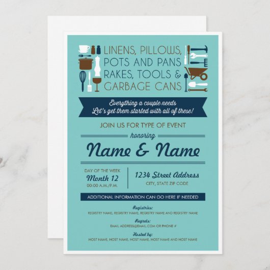 Koppels Shower Invite (cadeaus voor rond huis) Kaart (Voorkant / Achterkant)