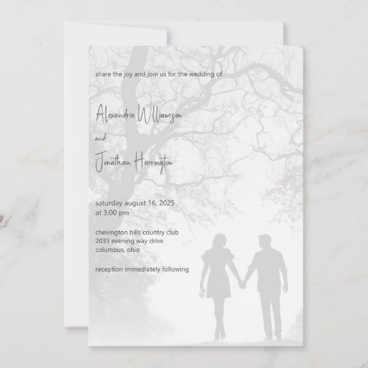 Koppels Silhouet Bruiloft Kaart (Voorkant)