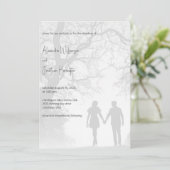 Koppels Silhouet Bruiloft Kaart (Staand voorkant)