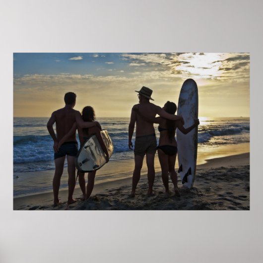 Koppels surfen - eindeloos Poster in de zomer (Voorkant)