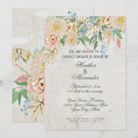 Koppels tonen een moderne Waterverf Kaart (Voorkant / Achterkant)