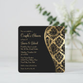 Koppels tonen Gold Leaf Kijk Damask Scroll uitnodi Kaart (Staand voorkant)