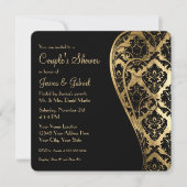 Koppels tonen Gold Leaf Kijk Damask Scroll uitnodi Kaart (Voorkant)
