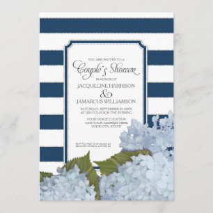 Koppels tonen marineblauw Hydrangea Script Art Dec Kaart