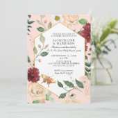 Koppels tonen Waterverf Blush Koral Floral Art Kaart (Staand voorkant)