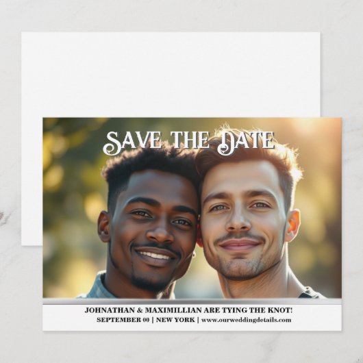 Koppels verloving huwelijksaankondiging gay mannen kaart (Voorkant / Achterkant)