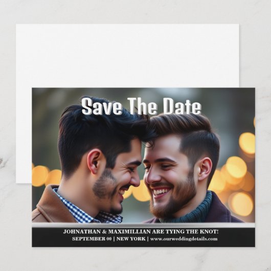 Koppels verloving lgbtq aankondiging gay mannen (Voorkant / Achterkant)