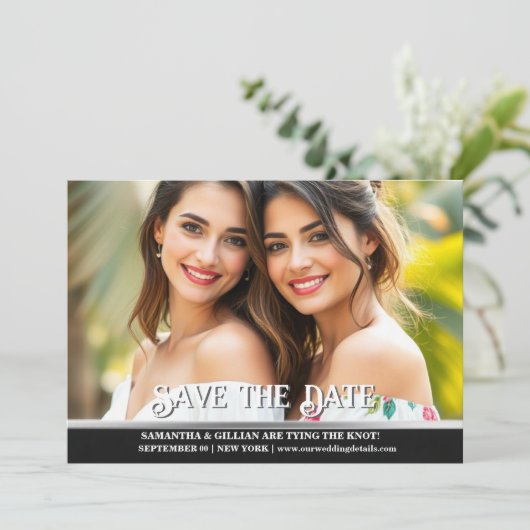 Koppels verloving lgbtq aankondiging lesbisch (Staand voorkant)