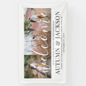 Koppels Vrijgezellenfeest Elegant 3 Foto Welkom Spandoek (Verticaal)