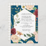 Koppels Waterverf Peacock Blue Roos Floral Kaart<br><div class="desc">Rijke, donkere pauw blauw met een hint van turquoise en grijze kleurweg. DE BRIDAL SHOWER INVITATION & PAPER PARTY SUITE VAN COUPLE. Dit kunstwerk is de hand van de waterverf die op een fijne textureerde canvasachtergrond wordt geschilderd. De achterzijde achtergrond bestaat uit een hand getrokken en geschilderd dun grijs lijntje...</div>