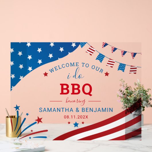 Koppels Zomer BBQ USA Bruidsfeest Verwelkoming Acryl Bord (Huwelijk)