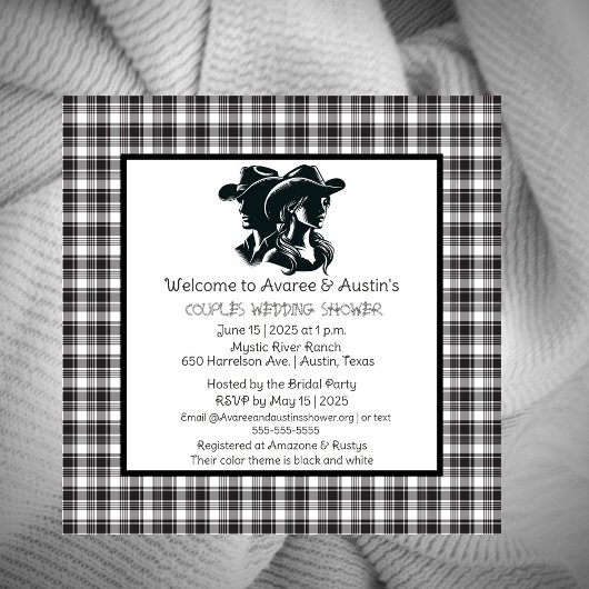 Koppels zwart en wit Westerne thema douche Kaart