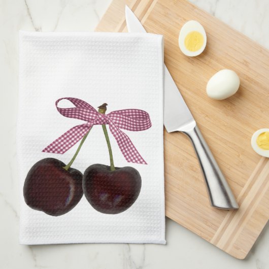 Koppels zwarte kersen keuken- en diskettehanddoeke theedoek (Quarter Fold)