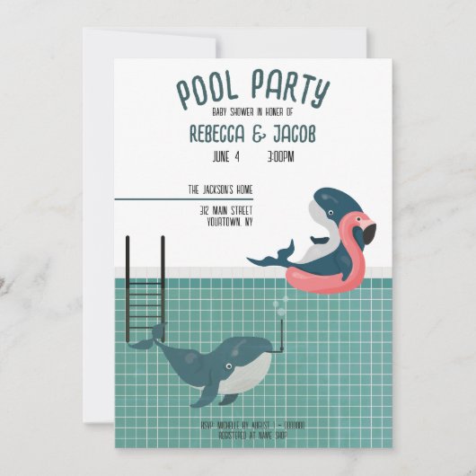 Koppels Zwembad Party Baby shower Uitnodiging (Voorkant)