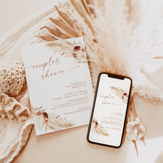 Koppelschoeisel uitnodigt | Boho Co-Ed Baby shower Kaart