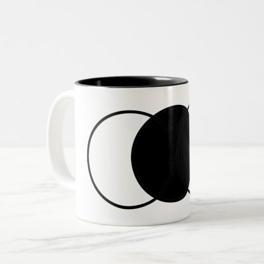 Koppelset voor zwarte en witte cirkels tweekleurige koffiemok (Voorkant links)