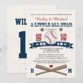 KOPPELT ALLE STAR BASEBALL BABY SHOWER INVITATION KAART (Voorkant / Achterkant)