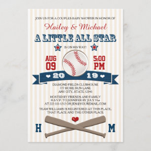 KOPPELT ALLE STAR BASEBALL BABY SHOWER INVITATION KAART
