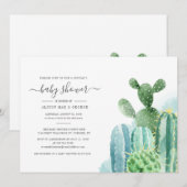 Koppelt Baby shower Waterverf Cacti Boho Script Kaart (Voorkant / Achterkant)