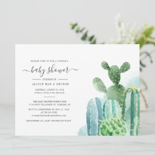 Koppelt Baby shower Waterverf Cacti Boho Script Kaart