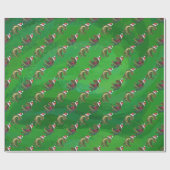 Koppen en kwartels Festive TRex Green Pattern Cadeaupapier (Vlak)